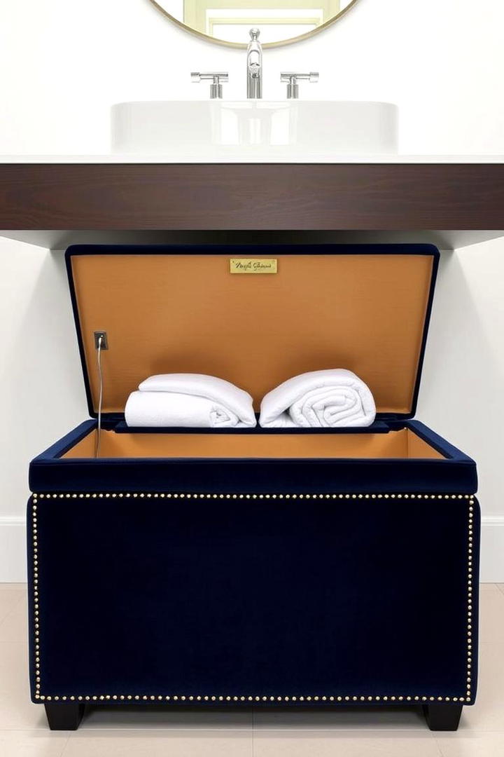 Foldable Storage Ottomans for Dual Functionality - 21 Small Bathroom Storage Ideas