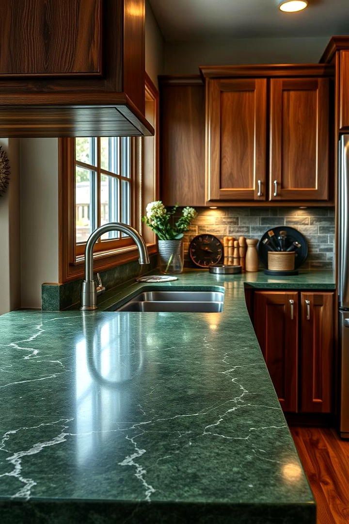 Forest Countertop Finishes - 21 Dark Green Kitchen Ideas