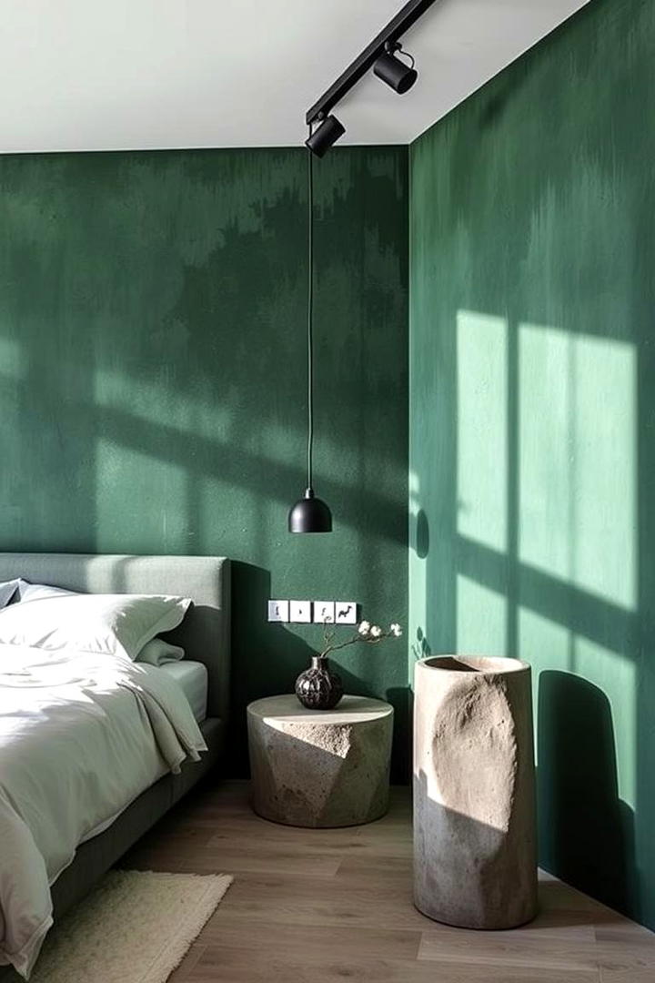 Forest Green Textured Walls - 30 Forest Green Bedroom Ideas