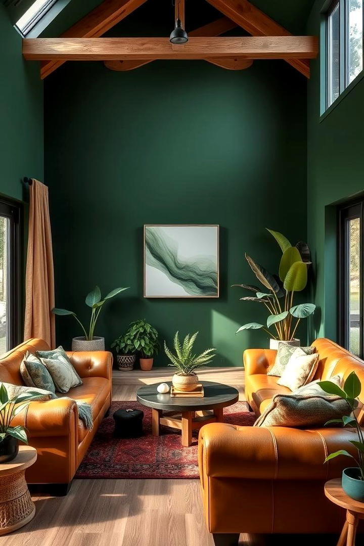 Forest Green and Earthy Brown - 21 Two Colour Combination for Living Room