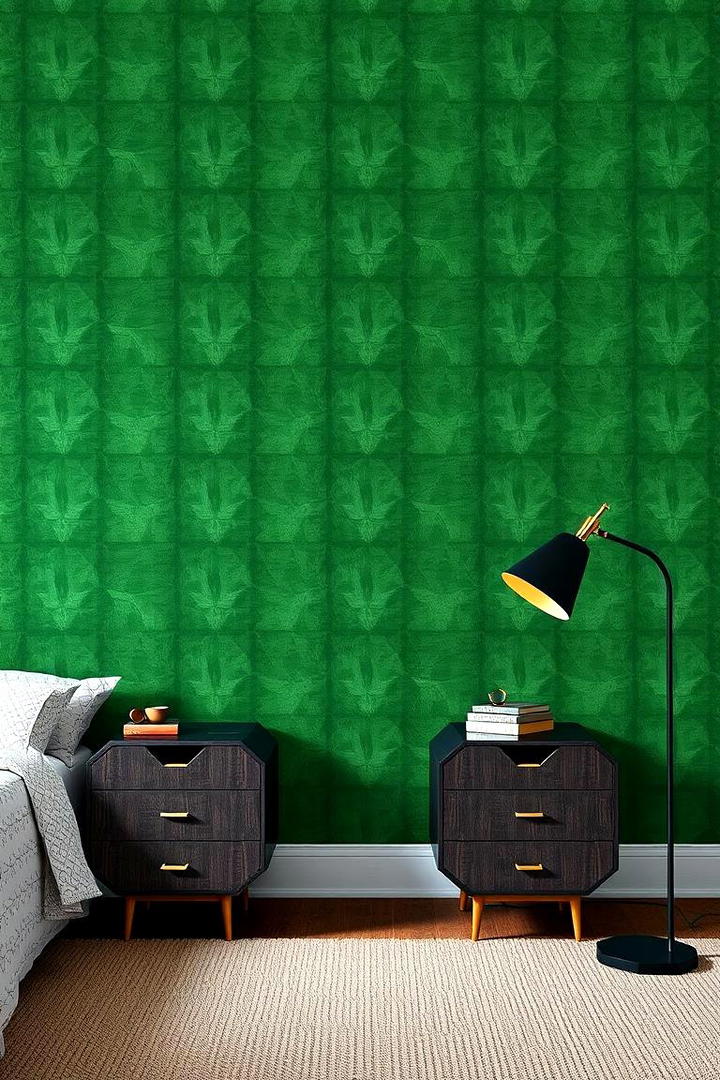 Forest Green with Patterned Accents - 30 Forest Green Bedroom Ideas