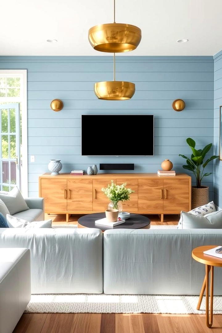 Fresh Blue Tones with Elegant Gold - 30 Blue and Gold Living Room Ideas