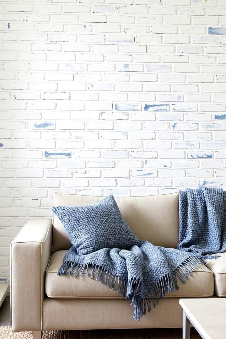 Fresh Blue and White Textured Wall - 30 Blue and White Decor Ideas