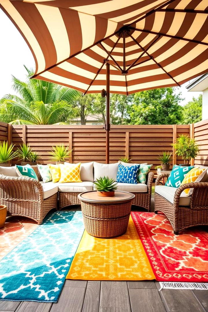 Fresh Outdoor Rug and Pillows - 21 Backyard Decor Ideas