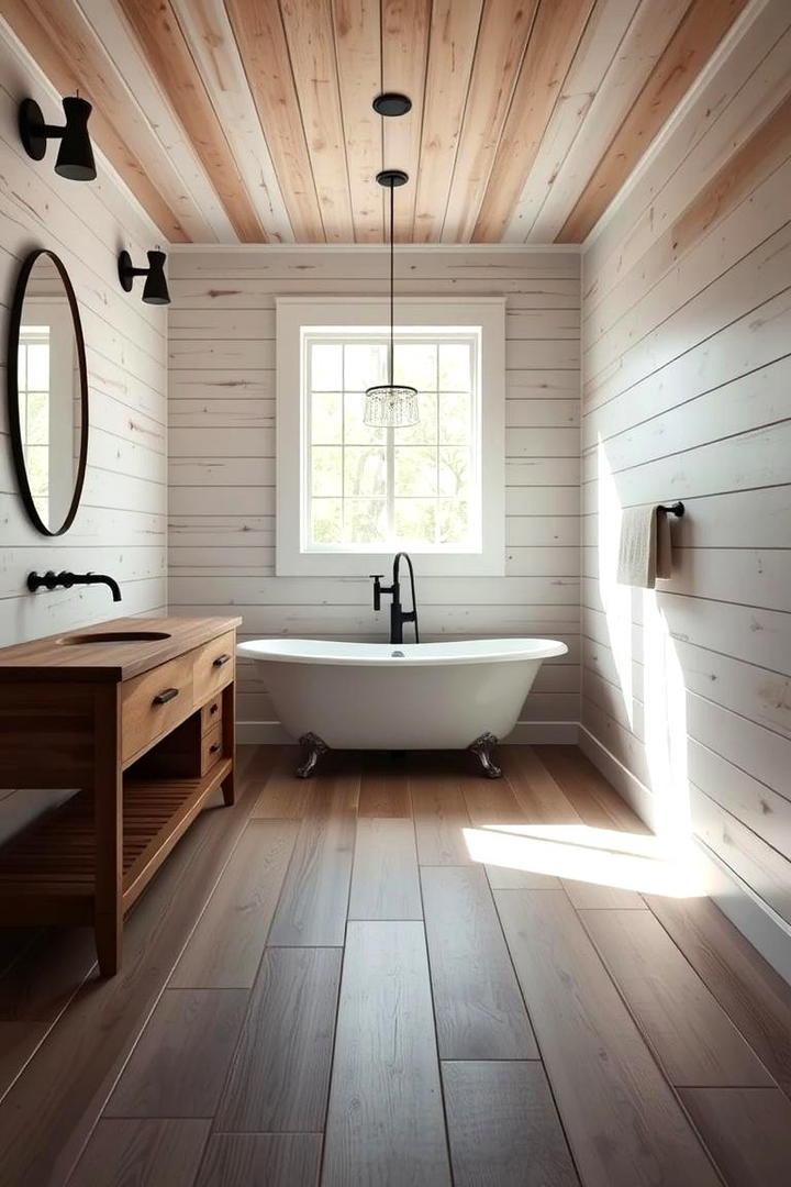 Full Shiplap Wall Installation - 21 shiplap bathroom ideas