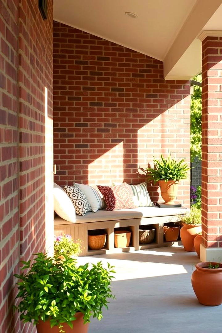 Functional Brick Nook - 30 Brown Brick Exterior Home Ideas