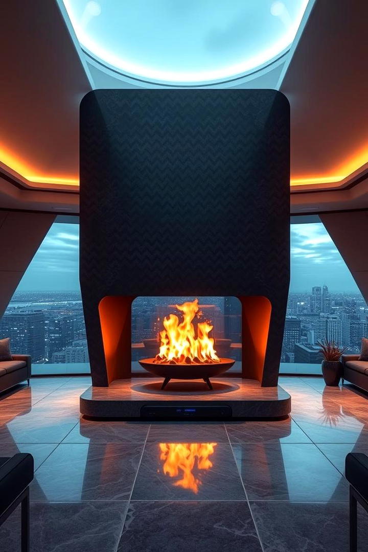 Futuristic Contemporary Hearth Appeal - 30 Fireplace Hearth Ideas