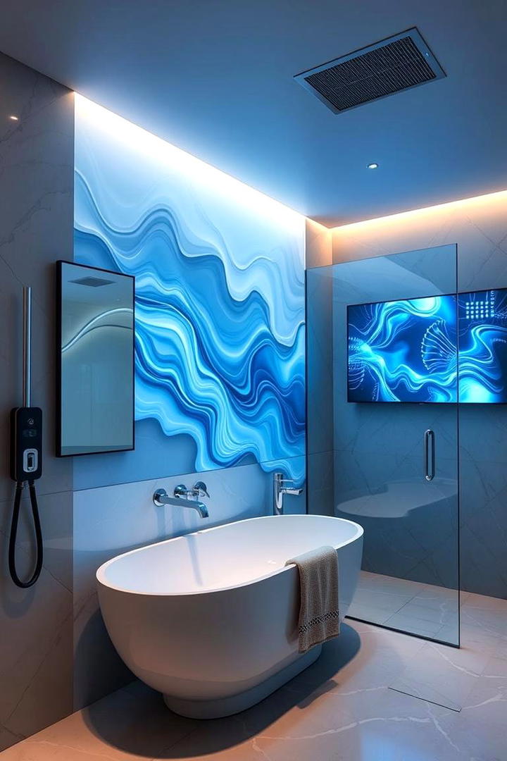 Futuristic Digital Art Display - 21 Bathroom Accent Wall Ideas