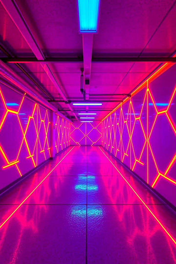 Futuristic Neon Glow - 30 Garage Wall Paint Ideas