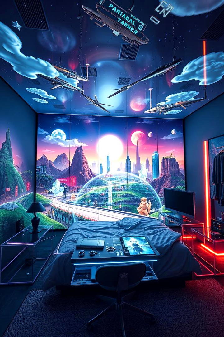 Futuristic Wall Art - 21 Gaming Bedroom Ideas