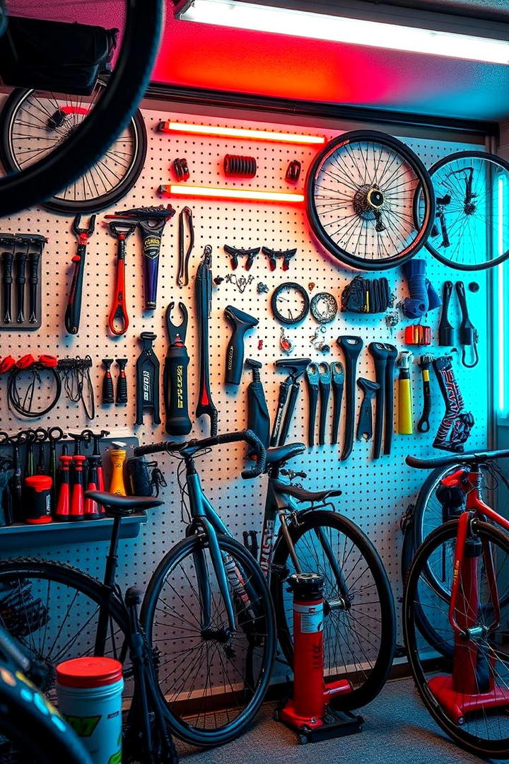 Garage Bike Tool Station - 30 Pegboard Ideas