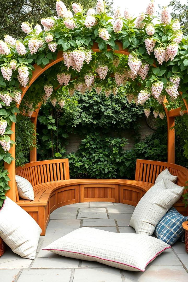 Garden Arch with Integrated Seating - 30 Garden Arch Ideas