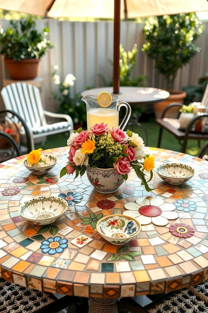 Garden Mosaic Tables - 30 Garden Art Ideas