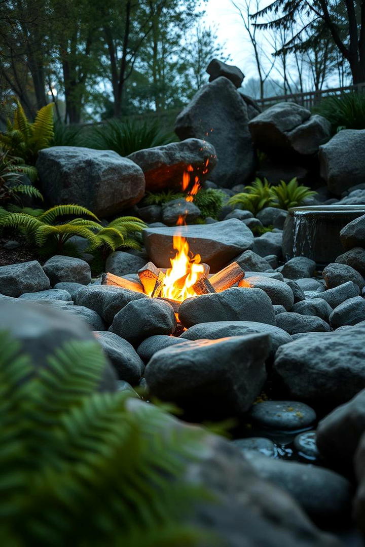 Garden Stone Fire Pit Retreat - 30 Stone Fire Pit Ideas