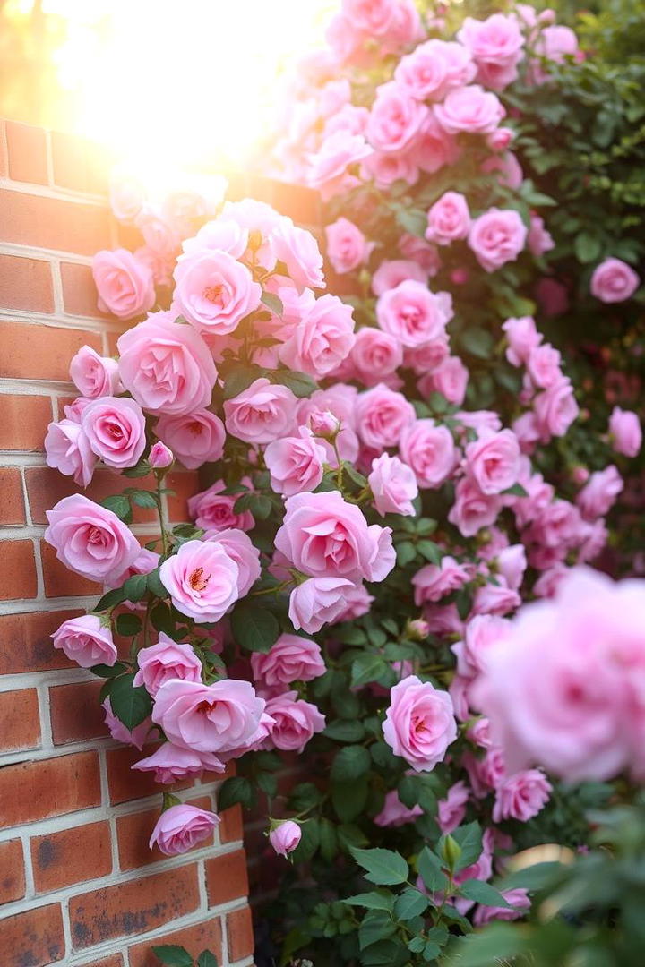 Garden Wall with Climbing Roses - 30 Garden Wall Ideas