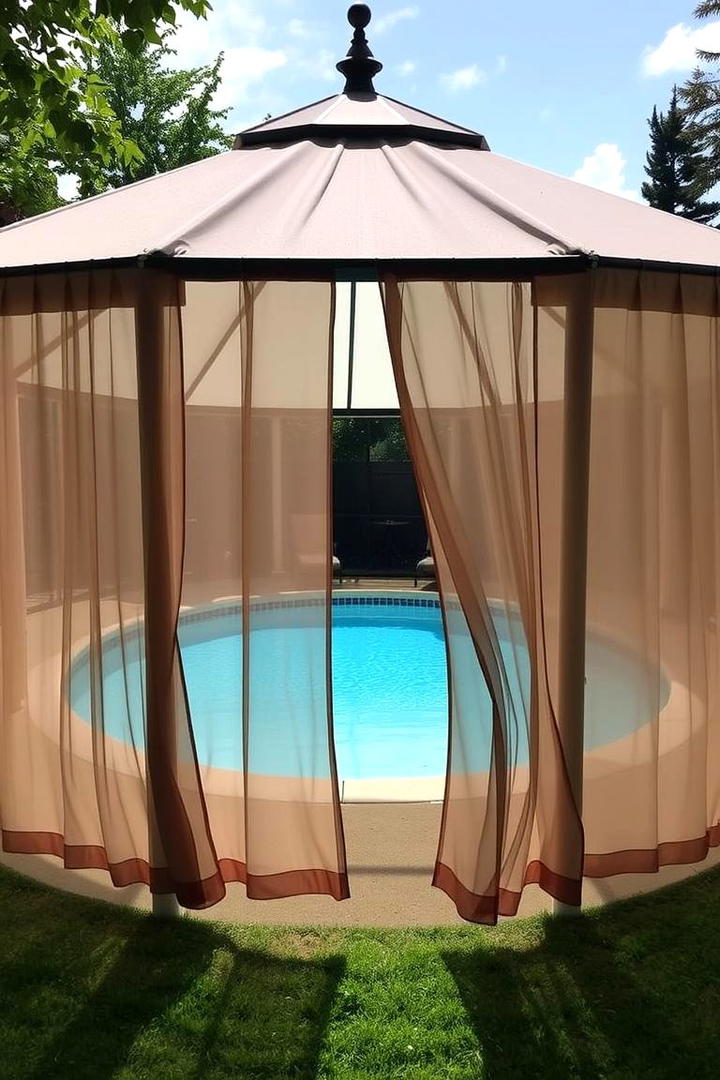 Gazebo with Privacy Curtains - 17 Pool Shade Ideas