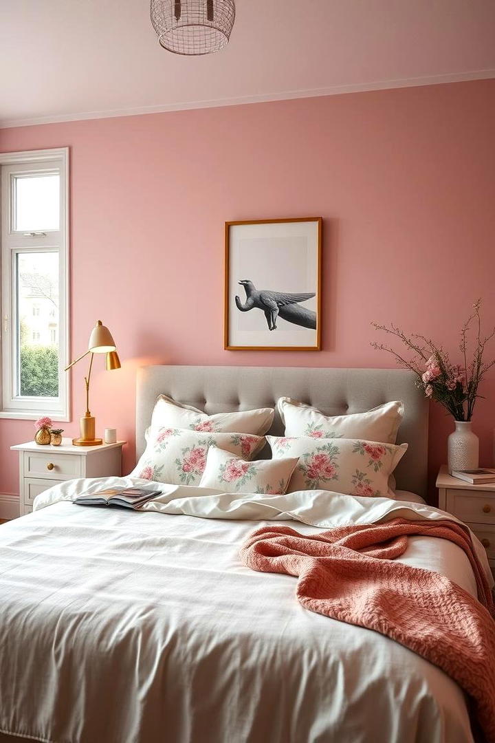 Gentle Pink Accents Bedroom - 30 Pastel Colour Ideas for Your Home