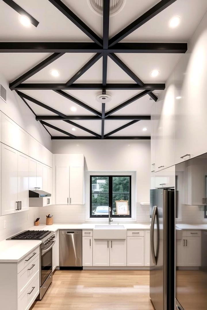 Geometric Black Grids - 30 black ceiling ideas