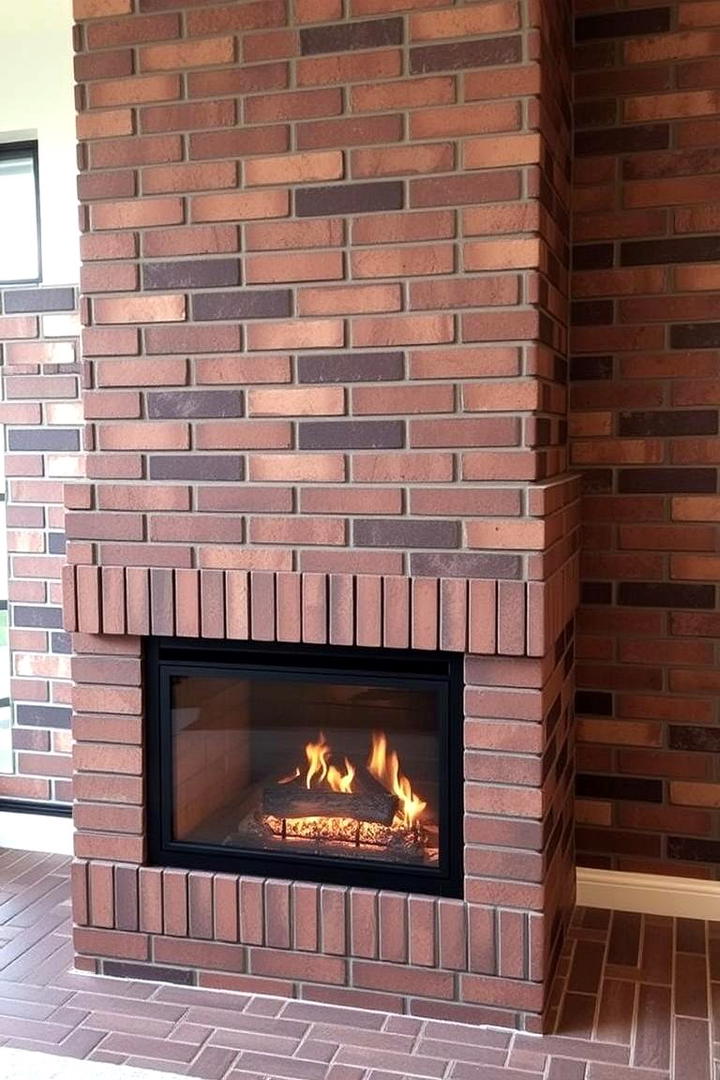 Geometric Brick Layout - 21 Brick Fireplace Ideas