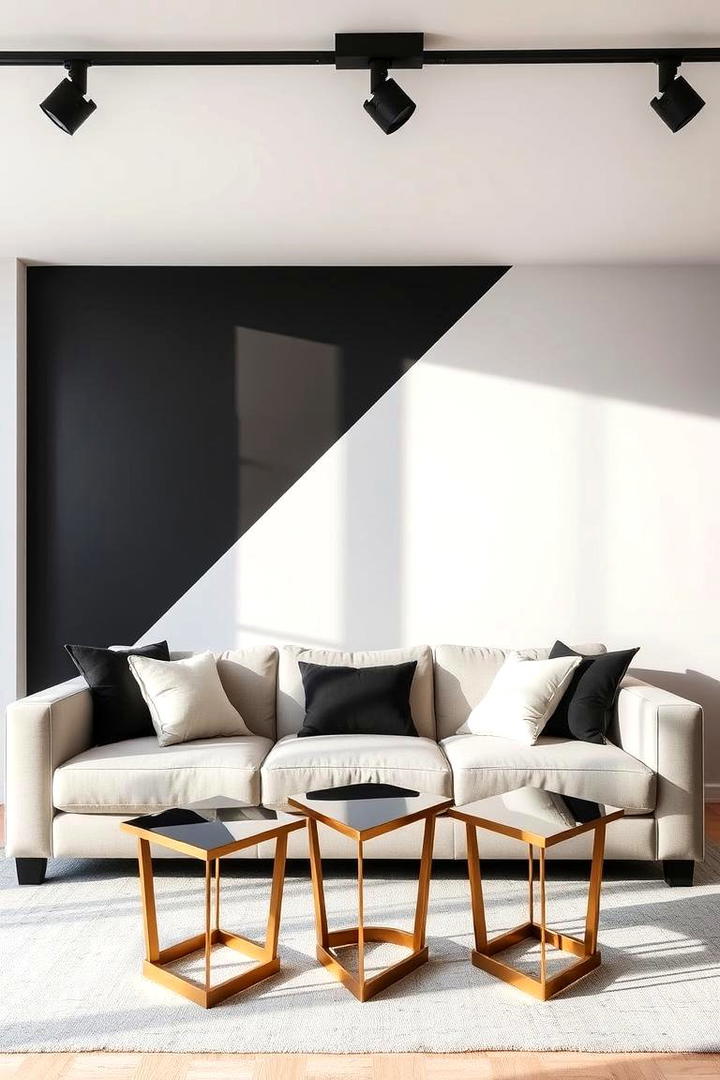 Geometric Design Accent - 30 Living Room Accent Wall Ideas