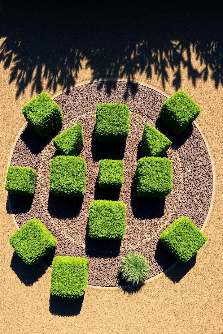 Geometric Evergreen Design - 30 Front Yard Evergreen Landscaping Ideas