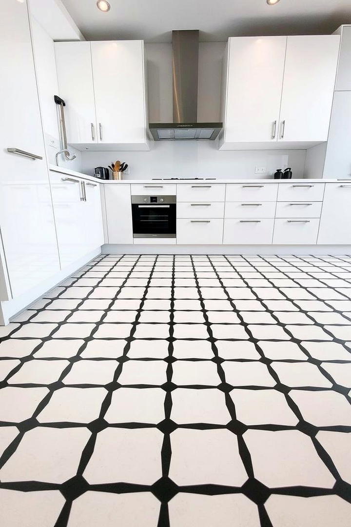 Geometric Grid Design - 21 Kitchen Floor Tile Ideas