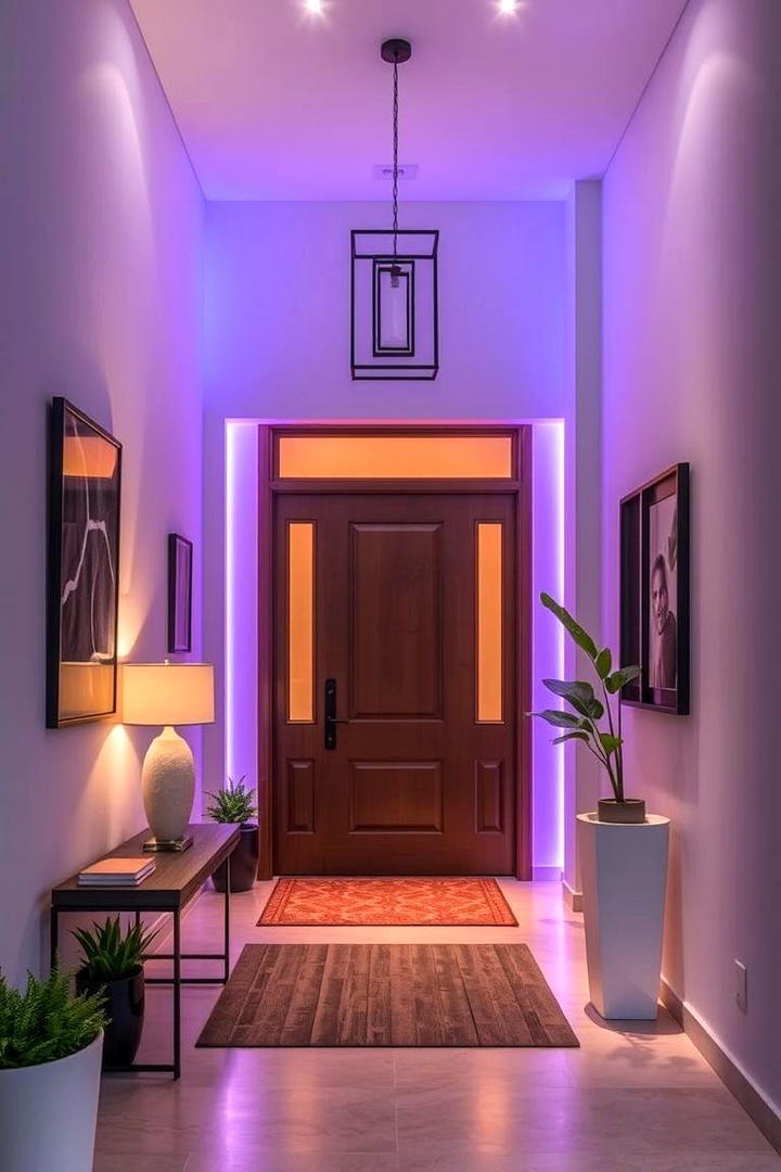 Geometric LED Strip Highlights - 21 Entryway Lighting Ideas