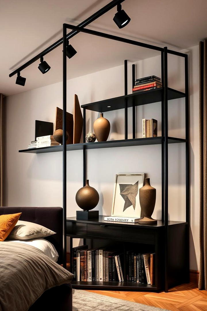 Geometric Metal Design - 30 Bedroom Shelving Ideas