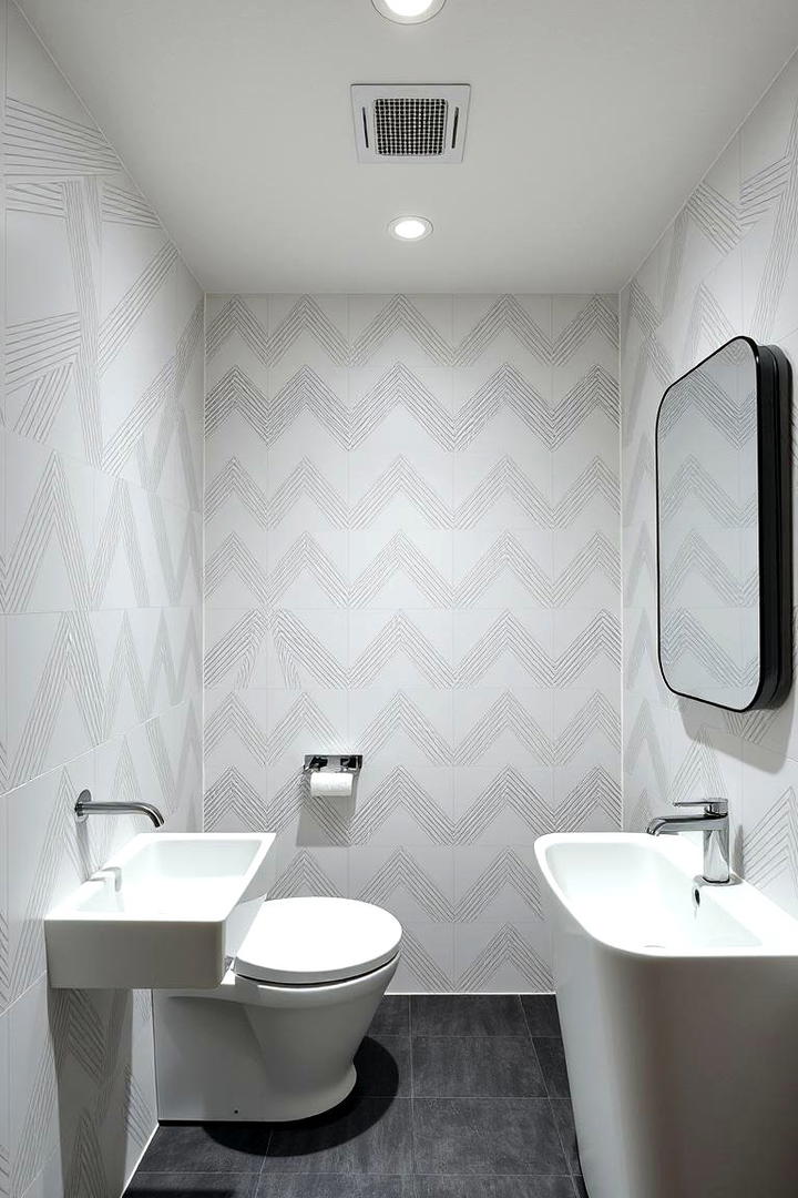 Geometric Modern Lines - 21 Bathroom Wallpaper Ideas