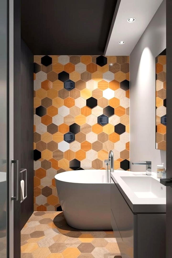 Geometric Pattern Brilliance - 21 Bathroom Accent Wall Ideas