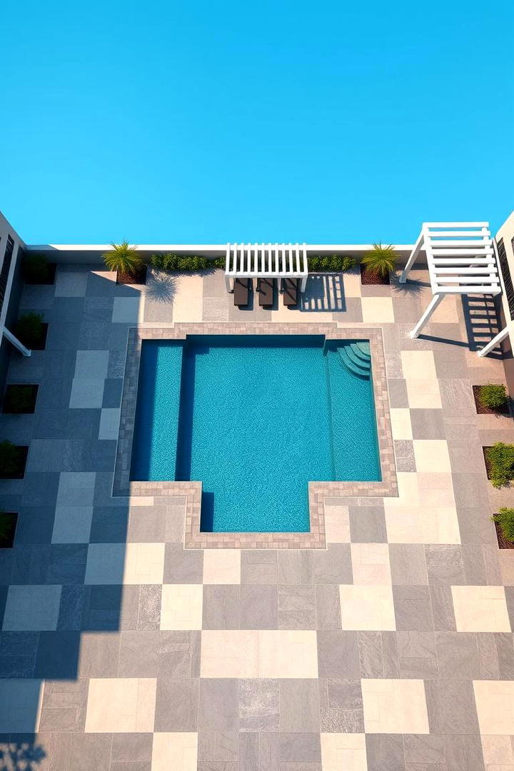 Geometric Pattern Layout - 30 Concrete Pavers Around Pool Ideas