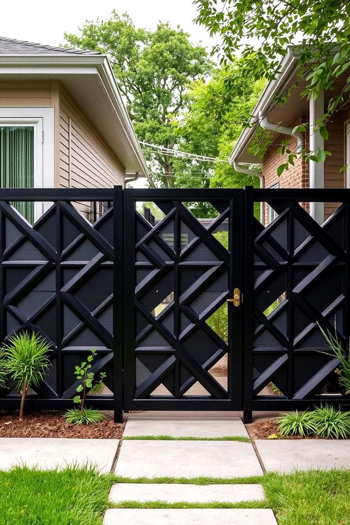 Geometric Patterned Fence - 21 Front Yard Fence Ideas