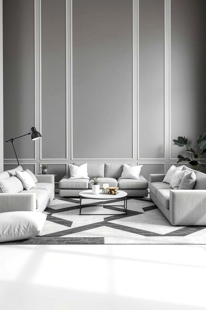 Geometric Patterned Gray Space - 21 Gray Living Room Ideas