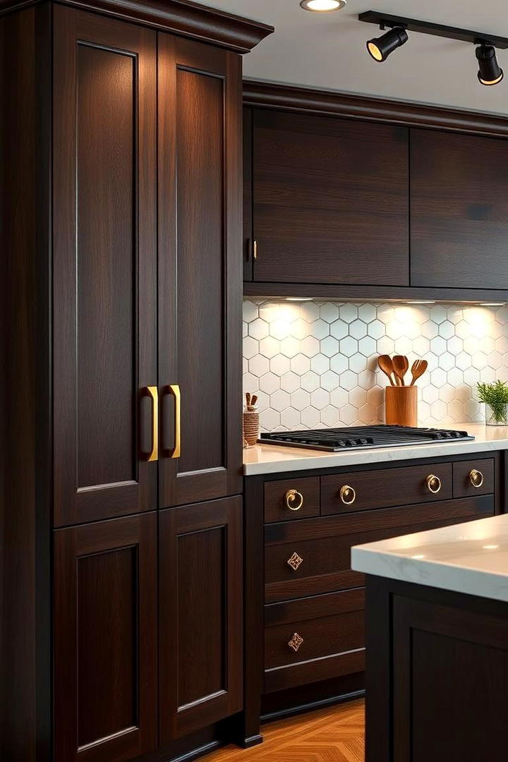 Geometric Patterns - 30 Dark Wood Kitchen Cabinets