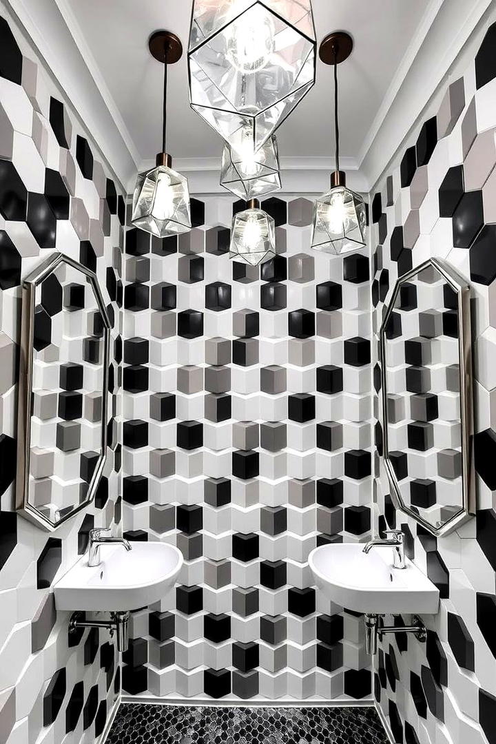 Geometric Patterns Powder Room - 21 Powder Room Ideas