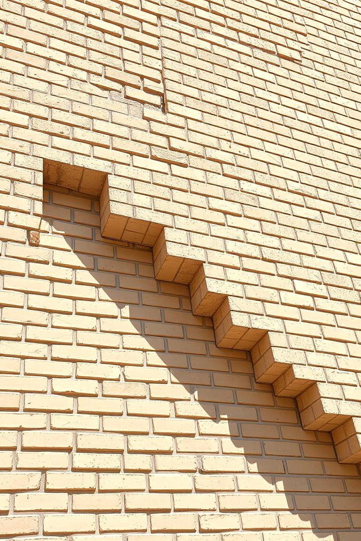 Geometric Patterns in Beige Brick Facade - 30 Beige Brick Exterior Home Ideas