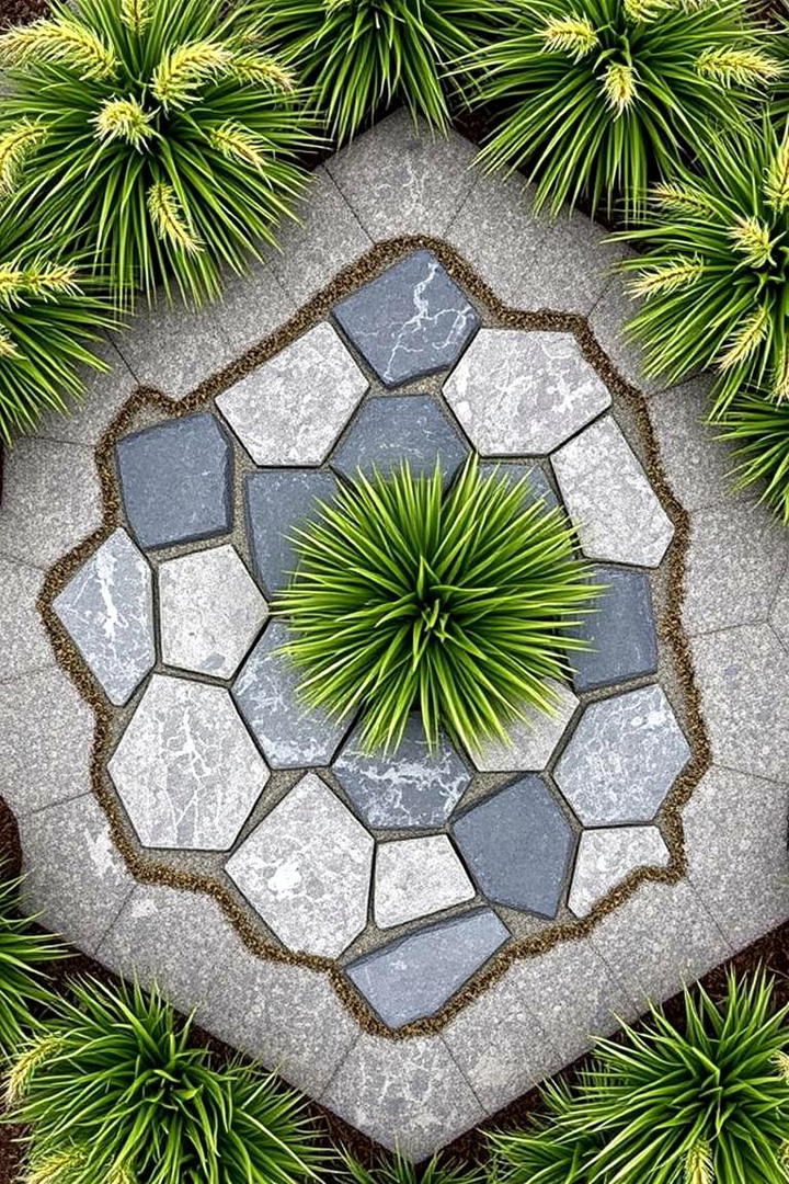 Geometric Stone Pattern Border - 30 Stone Garden Edging Ideas