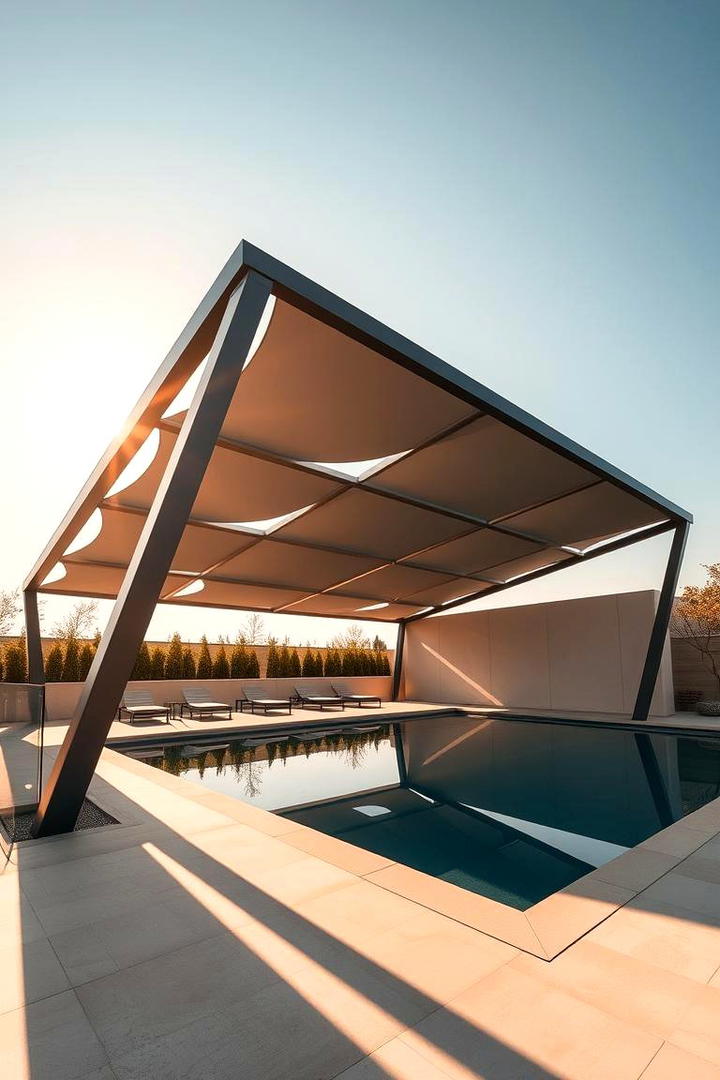 Geometric Structures for Artistic Appeal - 30 Pool Shade Ideas