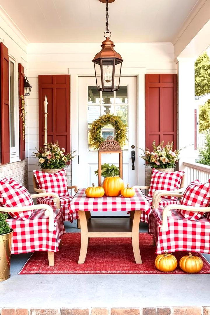 Gingham Patterned Decor - 21 Fall Porch Decor Ideas