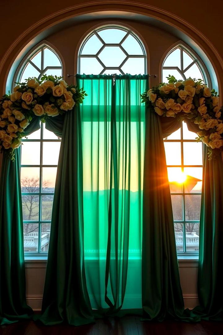 Glamorous Green Drapery - 30 Emerald Green Wedding Ideas