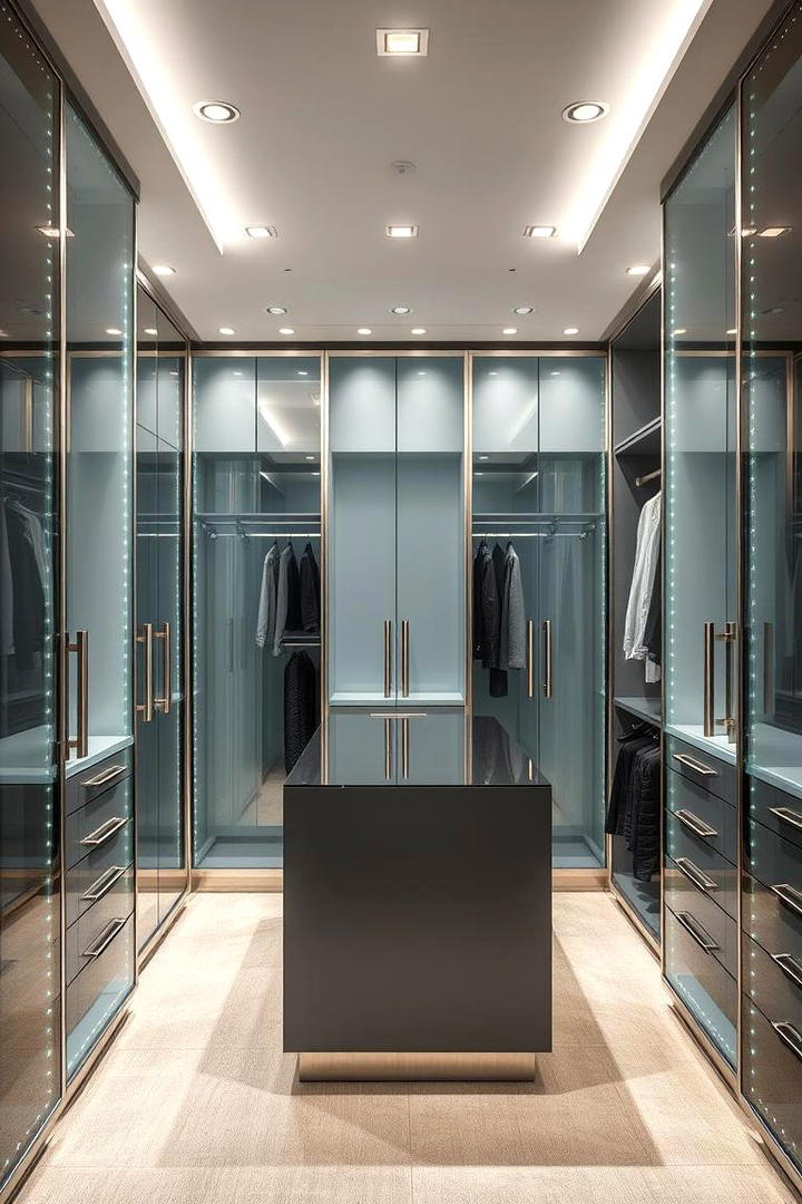 Glass Accented Closet Island - 30 Closet Island Ideas