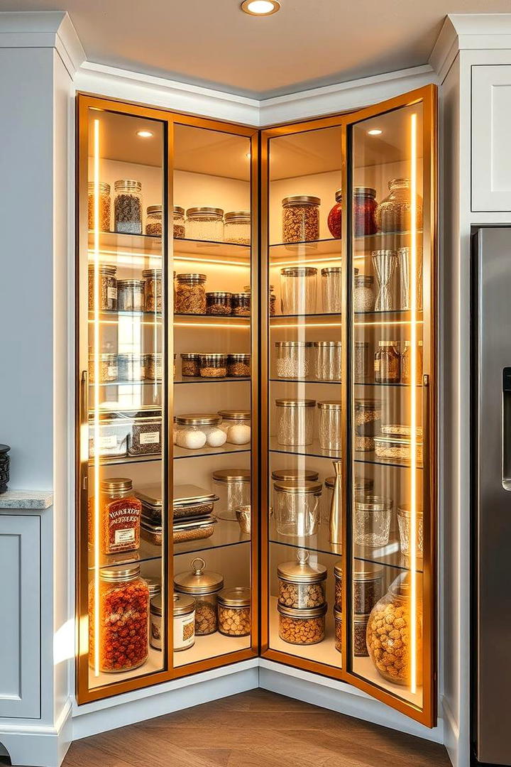 Glass Front Corner Pantry - 30 Corner Pantry Ideas