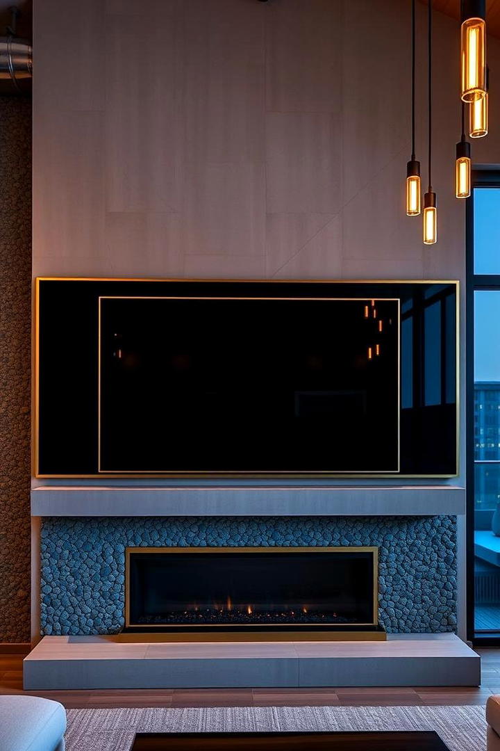 Glass and Metal Fusion - 21 Tv Over Fireplace Ideas