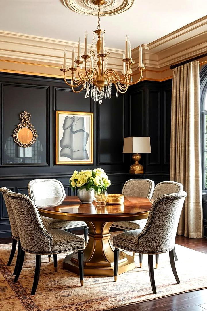 Glistening Gold Accents - 21 Dining Room Paint Colors