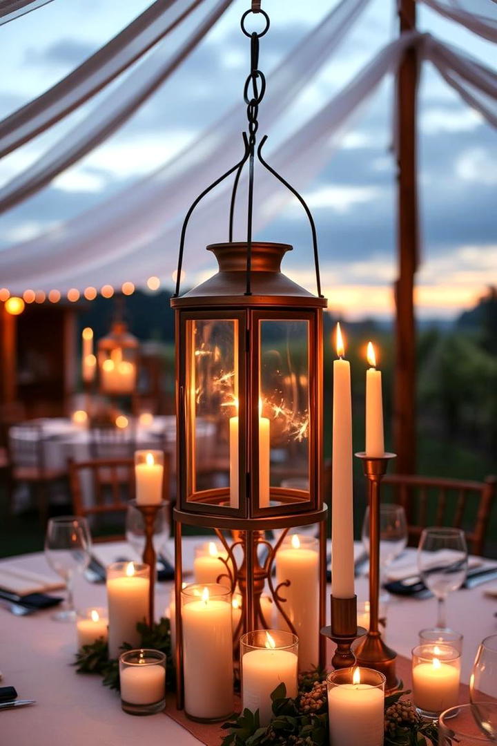 Glowing Lantern and Candle Fusion - 30 Tall Wedding Centerpiece Ideas