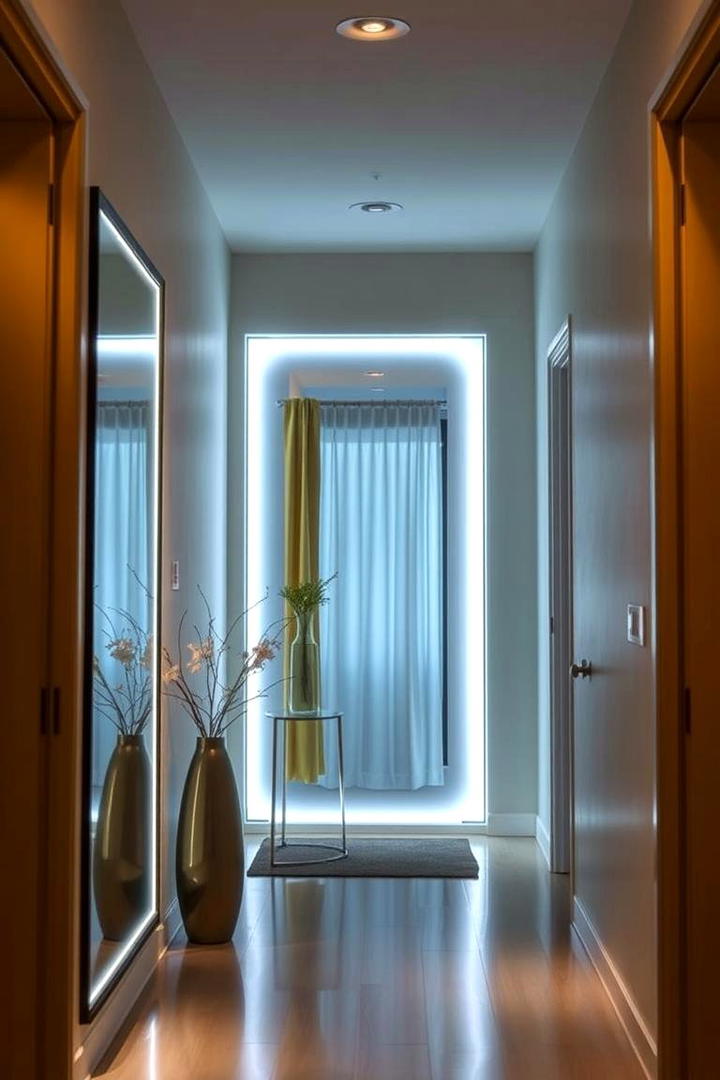 Glowing Mirror Backlighting - 21 Entryway Lighting Ideas