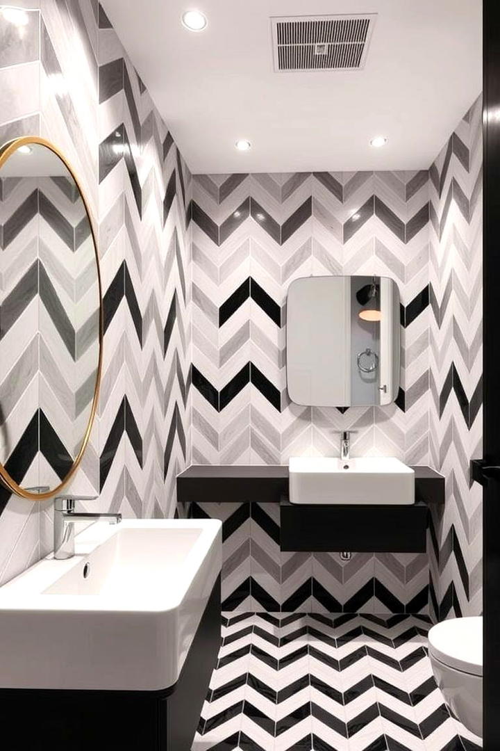 Graphic Tile Patterns - 21 Black and White Bathroom Ideas