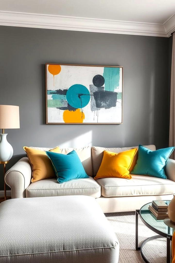 Gray with Vibrant Accent Colors - 21 Gray Living Room Ideas