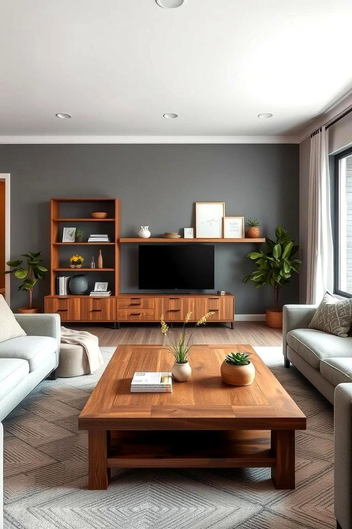 Gray with Warm Wood Elements - 21 Gray Living Room Ideas