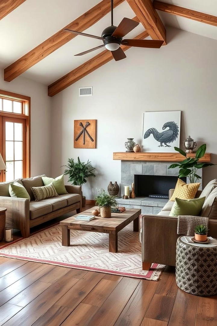 Green Accents with Reclaimed Wood - 30 Rustic Sage Green Living Room Ideas